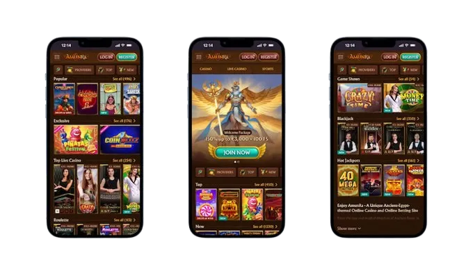 Capture d'écran de l'app AmunRa Casino